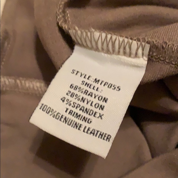 Genuine Leather Detail Taupe Moto Pants - Picture 5 of 6